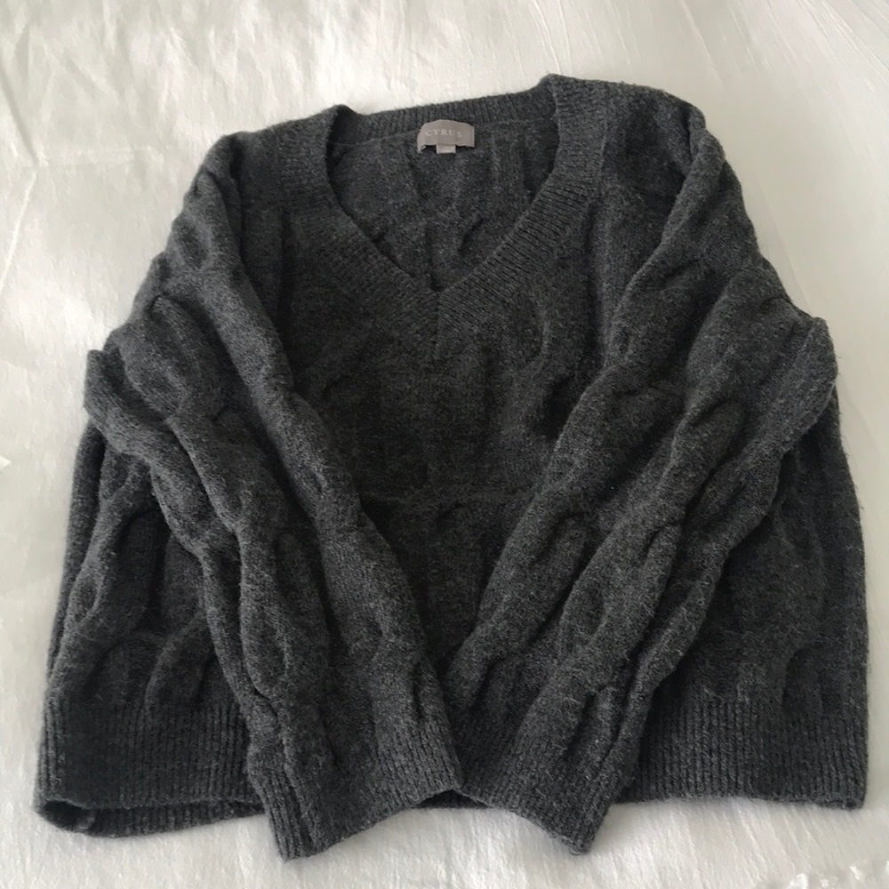 NWOT Charcoal Grey Acrylic Blend V Neck Boxy Sweater Size M